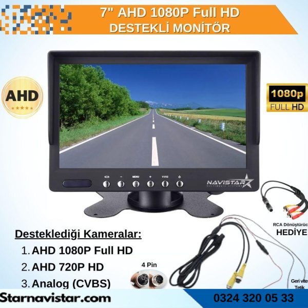 7" Ahd 1080P Full Hd Iki Kamera Girişli Monitör