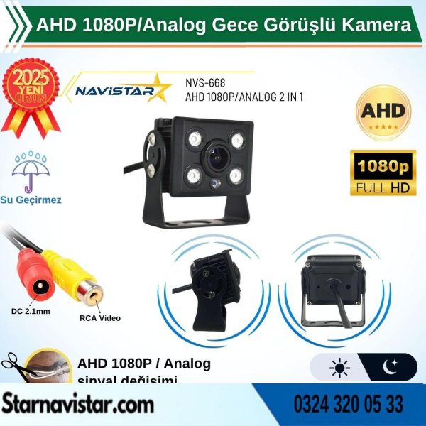 AHD 1080P/Analog Orta Boy Gece Görüşlü RCA AV Soketli Kamyon Tır Otobüs Kamerası