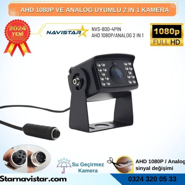 AHD 1080P ve Analog Pal Çevirilebilir 4 Pin Gece Görüşlü Metal Ayaklı Full HD Kamera