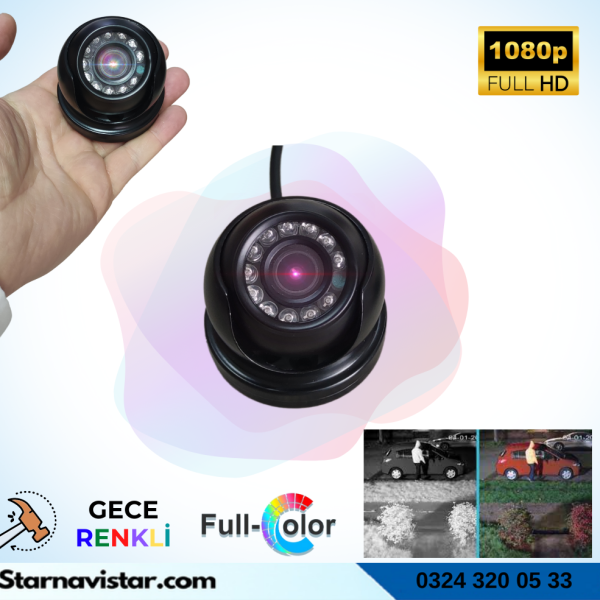 Araçlar Için Mini Metal Dome 2 Mp Full Hd Gece Renkli Görüşlü Kamera Geniş Açılı