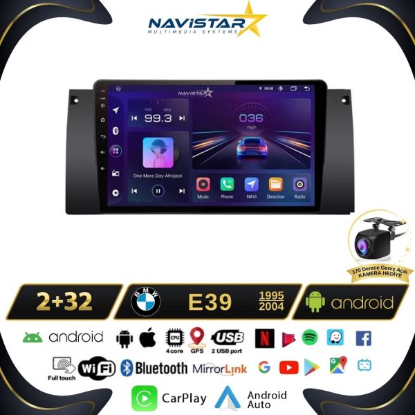 Bmw E39 1995-2004 Model 2GB + 64GB Android 13 Kablosuz Carplay Navigasyon Multimedya Sistemi