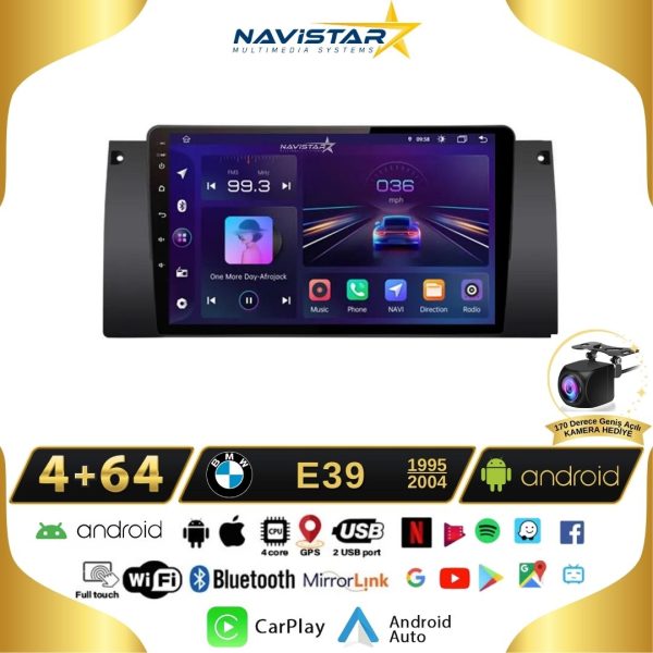 Bmw E39 1995-2004 Model 4GB + 64GB Android 13 Kablosuz Carplay Navigasyon Multimedya Sistemi