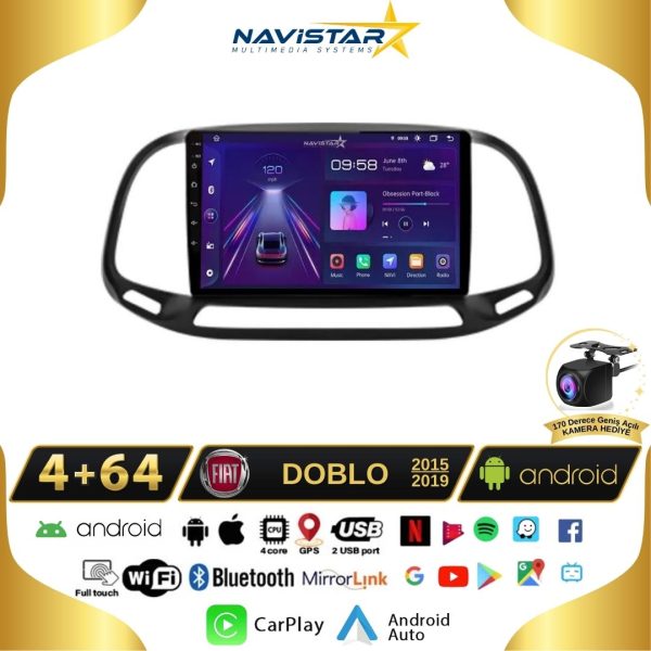 Fiat Doblo 2015-2019 Model 4GB + 64GB Android 13 Kablosuz Carplay Navigasyon Multimedya Sistemi