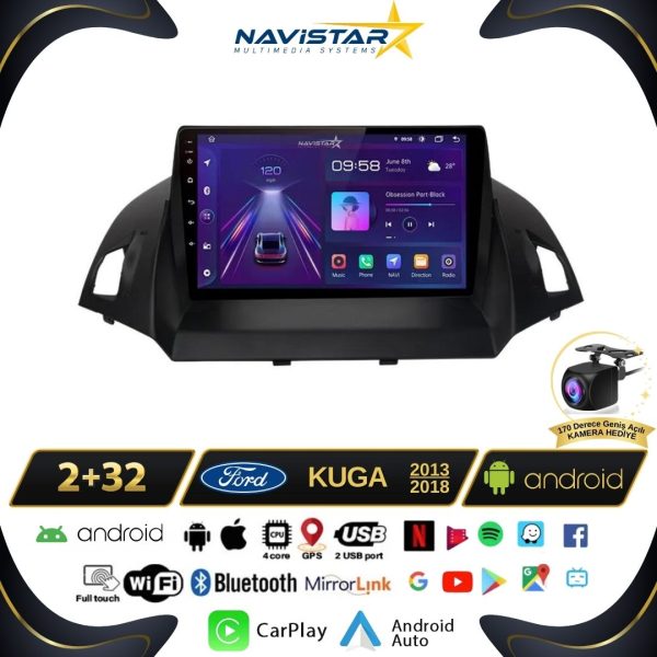 Ford Kuga 2+64GB Android 13 Kablosuz Carplay 2013-2018 Navigasyon Multimedya Sistemi