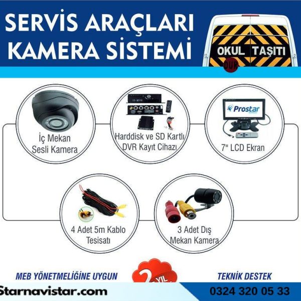 Harddisk Hariç Okul Servisi Araç Kamera Seti