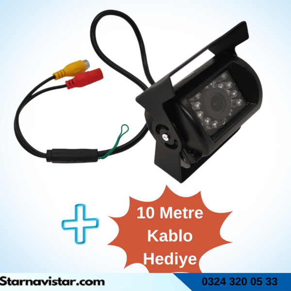 Metal Otobüs Kamyon Tır Geri Görüş Kamerası + 10 Metre Kablo Ledli Arka Görüş Kamerası