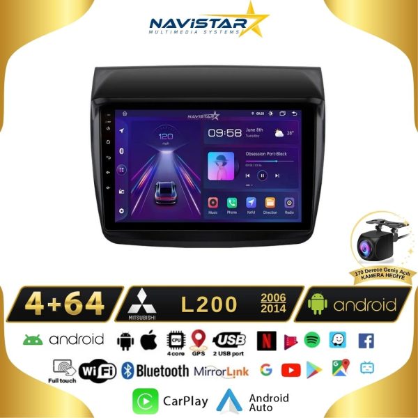 Mitsubishi L200 2006-2014 Model 4GB + 64GB Android 13 Kablosuz Carplay Navigasyon Multimedya Sistemi
