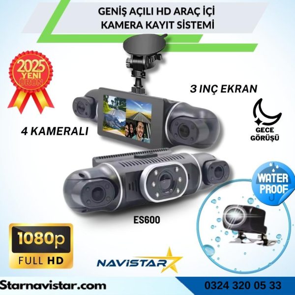4 Kameralı 1080P WIFI, GPS Geniş Açılı Dashcam Araç içi Kamera Kayıt Sistemi 3 inç Full HD