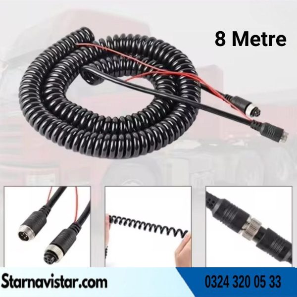 8 Metre 4 pin aviation trigger tetik destekli Spiral uzatma Kablosu