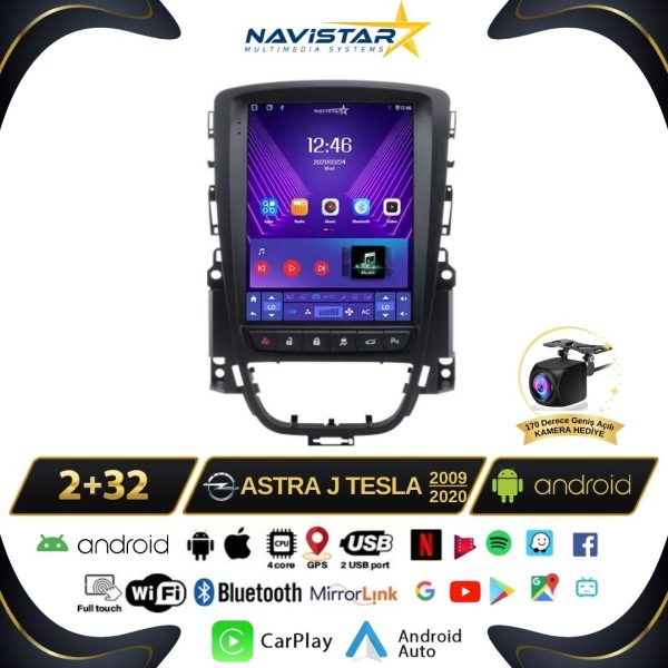 Opel Astra J Tesla 2009-2020 Model 2+32GB Android Kablosuz Carplay Navigasyon Multimedya Sistemi