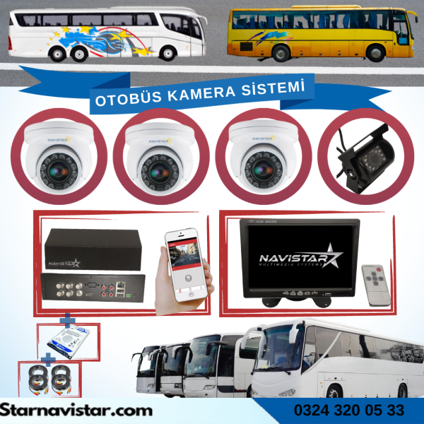 Otobüsler Için Kayıtlı 4 Kameralı 1 Tb Harddiskli Kamera Seti