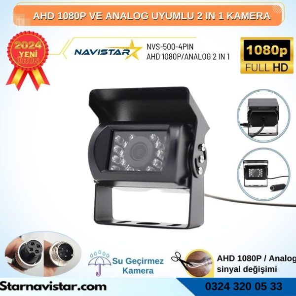 Şapkalı AHD 1080P ve Analog Pal Çevirilebilir Gece Görüşlü Metal Ayaklı Full HD Kamera