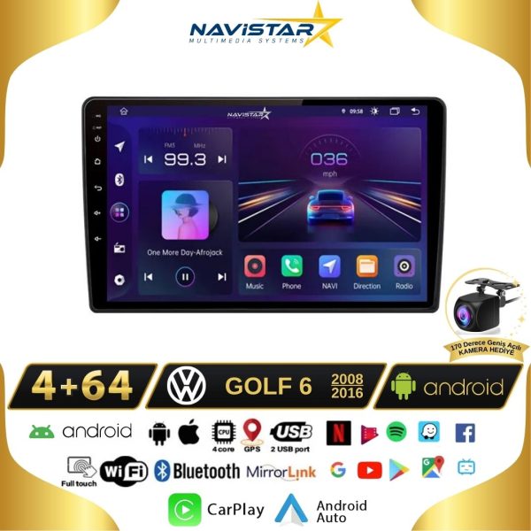 Volkswagen Golf 6 4GB + 64GB Android 13 Kablosuz Carplay 2008-2016 Navigasyon Multimedya Sistemi