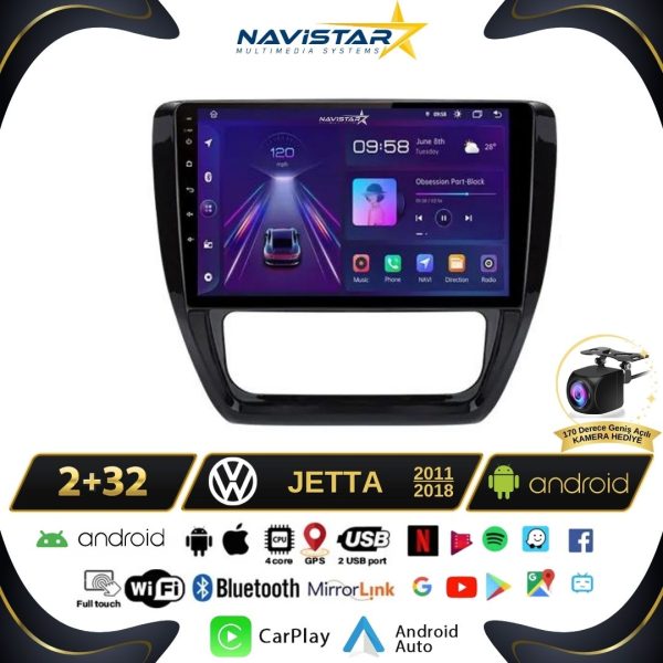 Volkswagen Jetta 2+64GB Android 13 Kablosuz Carplay 2011-2018 Navigasyon Multimedya Sistemi