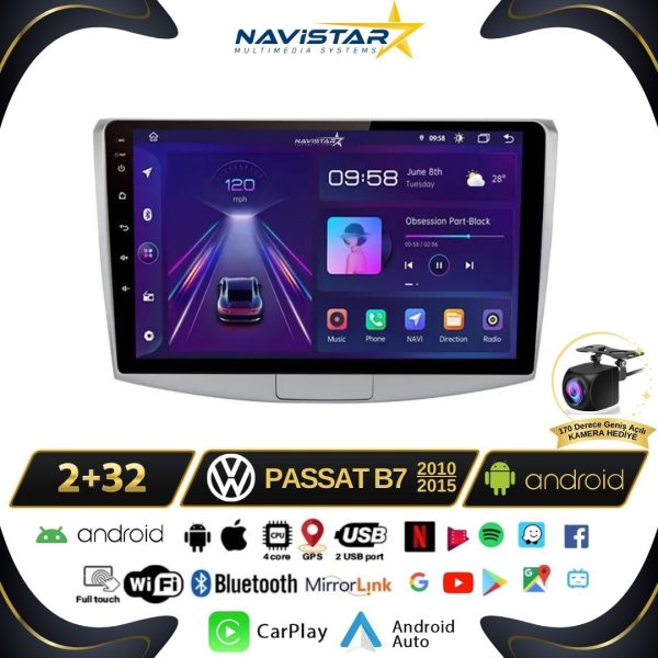 Volkswagen Passat B7 2+64GB Android 13 Kablosuz Carplay 2010-2015 Navigasyon Multimedya Sistemi