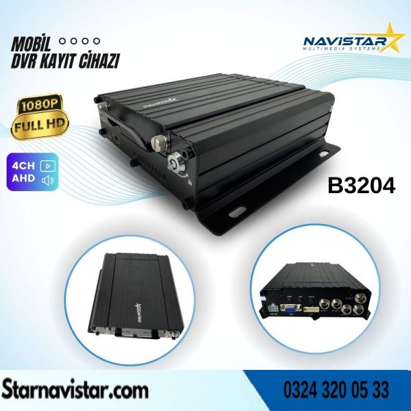4 Kanal AHD 1080P Harddisk ve Sd kart Destekli Profesyonel Mobil DVR Kayıt Cihazı