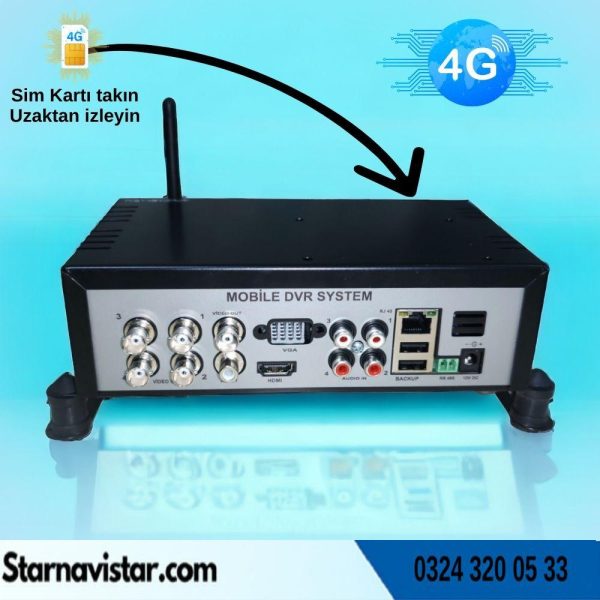 4 Kanal Uzaktan izlemeli 4G Modül Dahil Sim Kart Tak Kullan Xmeye 5 MP Araç Kayıt Cihazı