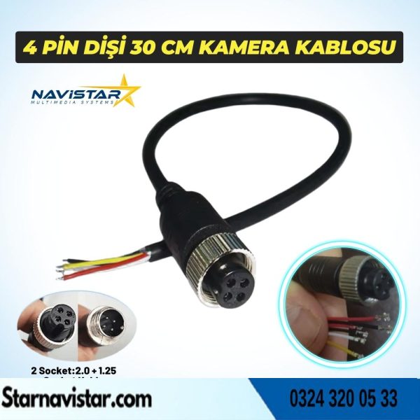 30 Cm 4 Pin aviation dişi soket Kısa Kamera Kablosu