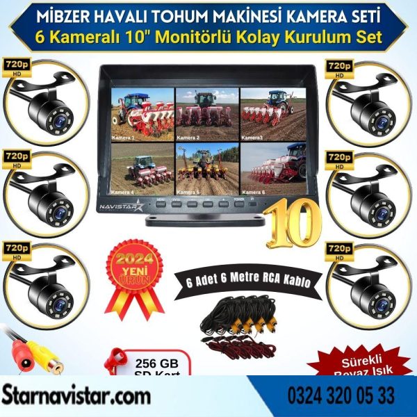 6 Kameralı Mibzer için 10 inç Monitör Altıya Bölen Kayıtlı 256 Gb Sd Kart Destekli