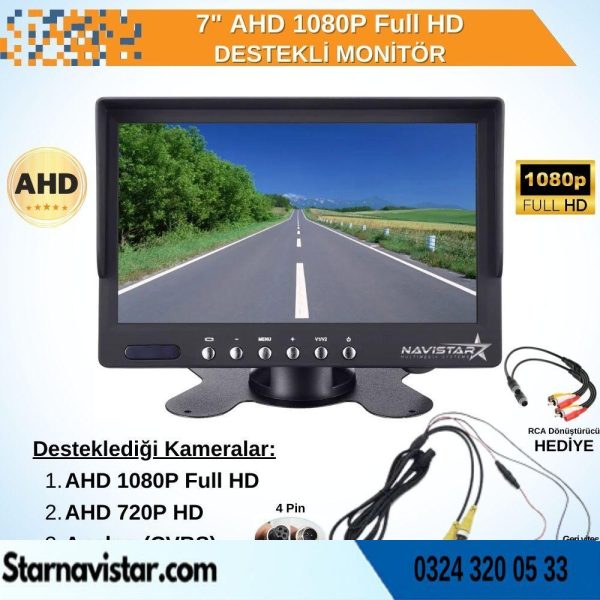 7" Ahd 1080P Full Hd Iki Kamera Girişli Monitör
