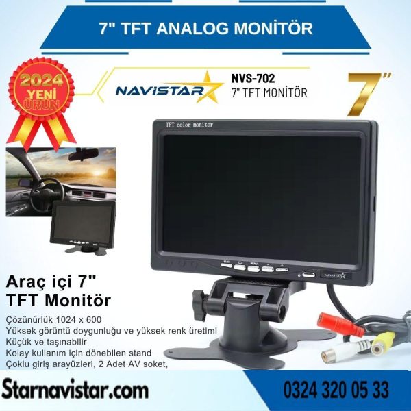 7" TFT 2 Adet Video Girişli Analog Monitör