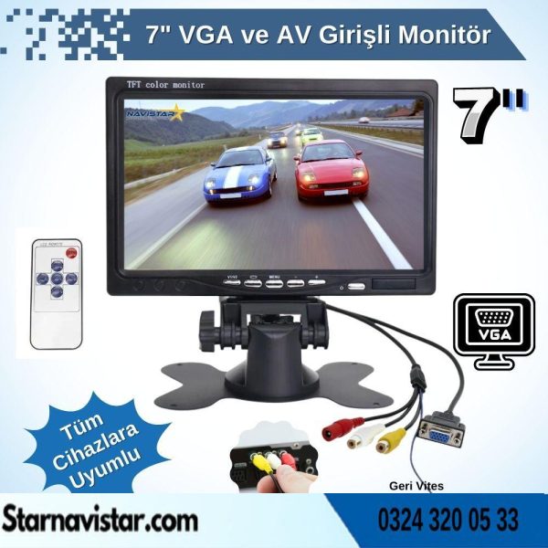 7" Vga Ve Av Girişli Araç Monitörü