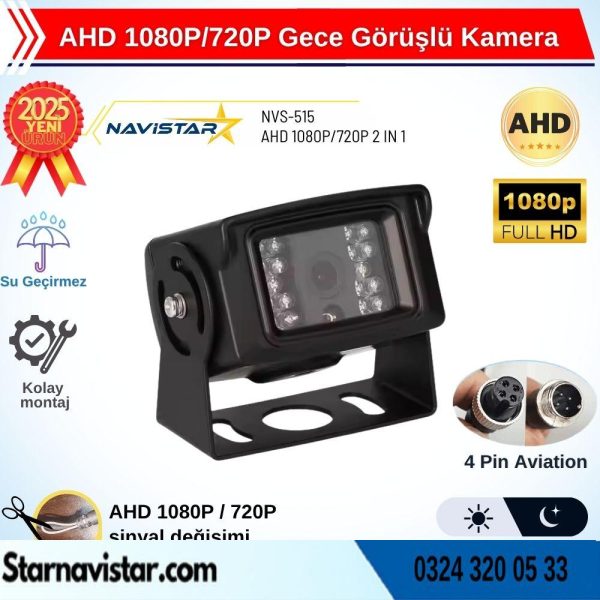 AHD 1080P/720P Büyük Gece Görüşlü 4 Pin Soketli Kamyon Tır Otobüs Kamerası