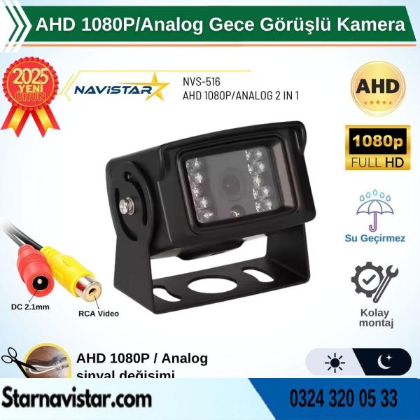 AHD 1080P/720P Büyük Gece Görüşlü RCA AV Soketli Kamyon Tır Otobüs Kamerası