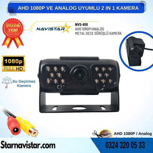 AHD 1080P ve Analog Pal Çevirilebilir 16 IR Ledli Gece Görüşlü Full HD Araç Kamerası