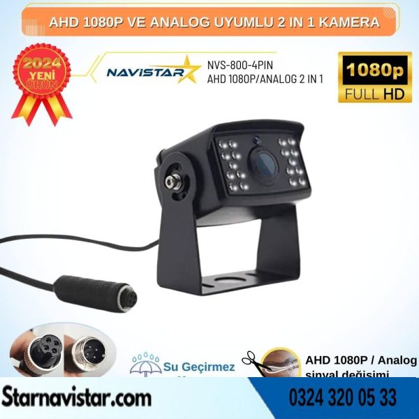 AHD 1080P ve Analog Pal Çevirilebilir 4 Pin Gece Görüşlü Metal Ayaklı Full HD Kamera