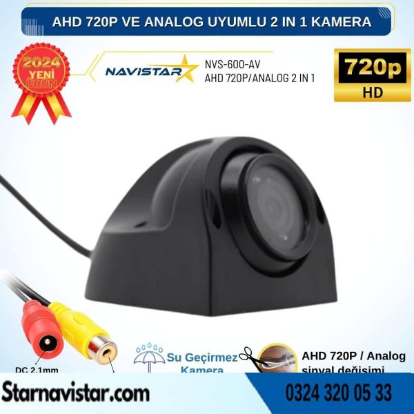 AHD 720P ve Analog Pal Uyumlu Gece Görüşlü Yan, Ön ve Arka Uyumlu Full HD Kamera