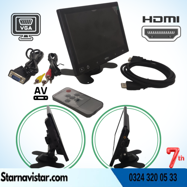 Araç Içi Monitör 7" Vga Hdmı Av Girişli Tft Lcd Ekran