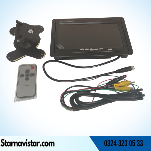 Araç Monitörü 7 Inç Lcd Geri Vites Kamerası Uyumlu 2 Av Video Girişli Ayak Ve Gömme Aparatı Dahil
