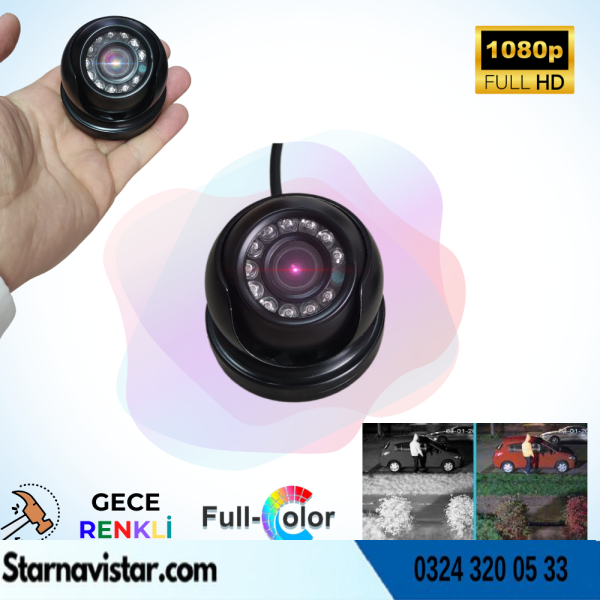 Araçlar Için Mini Metal Dome 2 Mp Full Hd Gece Renkli Görüşlü Kamera Geniş Açılı