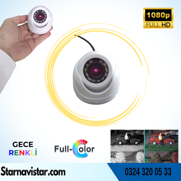 Araçlar Için Mini Plastik Dome 2 Mp Full Hd Gece Renkli Görüşlü Kamera Geniş Açılı