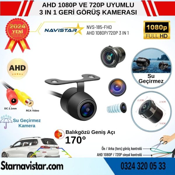 Balıkgözü Kelebek AHD 1080P ve 720P Çevrilebilir 170 Derece Geniş Açılı Geri Görüş Kamerası
