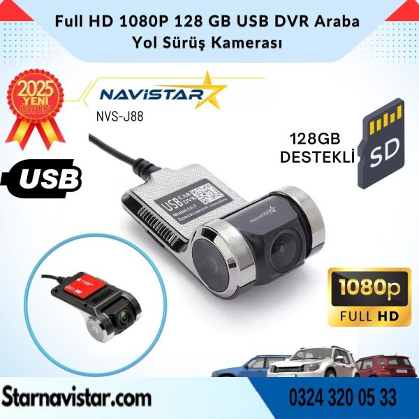 Usb 128 GB Destekli HD 1080P Dvr Araç Yol Sürüş Kamerası