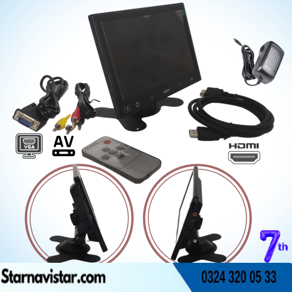 Güvenlik Kamera Monitörü 7" Ekran Hdmi Vga Av Girişli Lcd Ekran 4 Kanal
