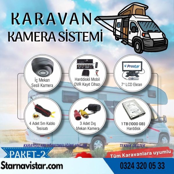 Karavan Kamera Seti Kayıtlı Harddiskli 1 Tb Dahil 4 Kameralı Ekranlı Tak Kullan Set