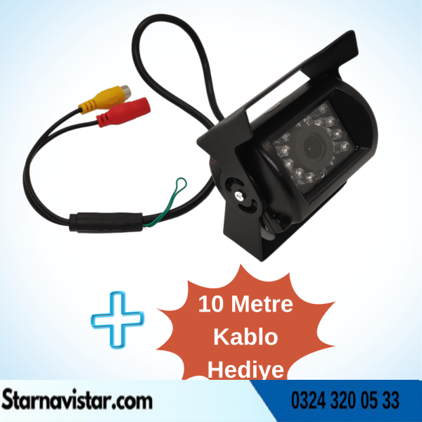 Metal Otobüs Kamyon Tır Geri Görüş Kamerası + 10 Metre Kablo Ledli Arka Görüş Kamerası