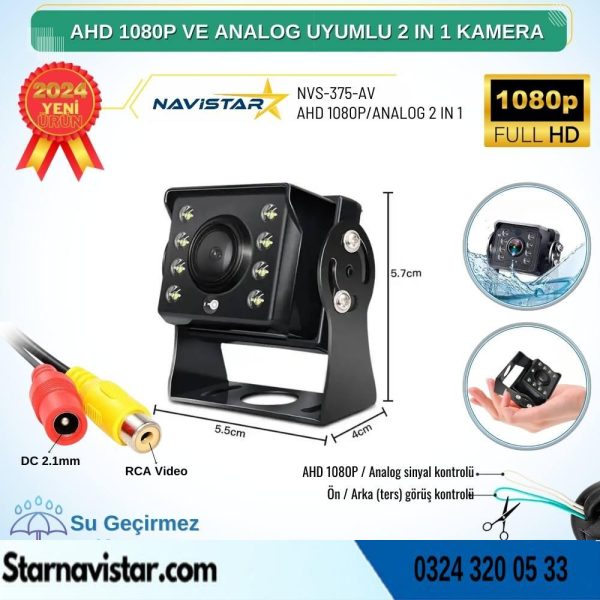Mini Kamera AHD 1080P ve Analog Pal Çevirilebilir Gece Görüşlü Metal Ayaklı AV Full HD Kamera
