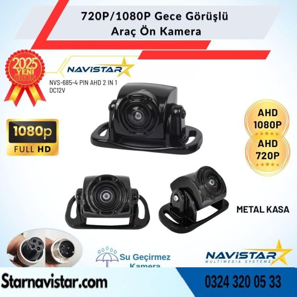 Mini Metal Kasa AHD 720P/1080P Dönüşümlü Gece Görüşlü Araç Kamerası