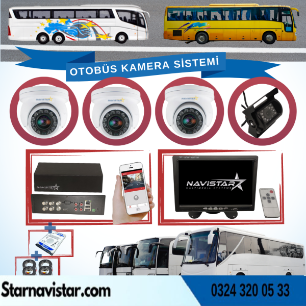 Otobüsler Için Kayıtlı 4 Kameralı 1 Tb Harddiskli Kamera Seti