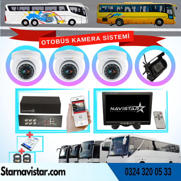 Otobüsler Için Kayıtlı 4 Kameralı 320 Gb Harddiskli Kamera Seti