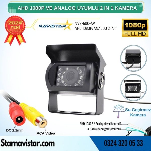 Şapkalı AHD 1080P ve Analog Pal Çevirilebilir Gece Görüşlü AV girişli Metal Ayaklı Full HD Kamera
