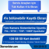 Servis Araçları Için 7 Inç Dörde Bölünebilir Kayıtlı 256 Gb Destekli Ekran