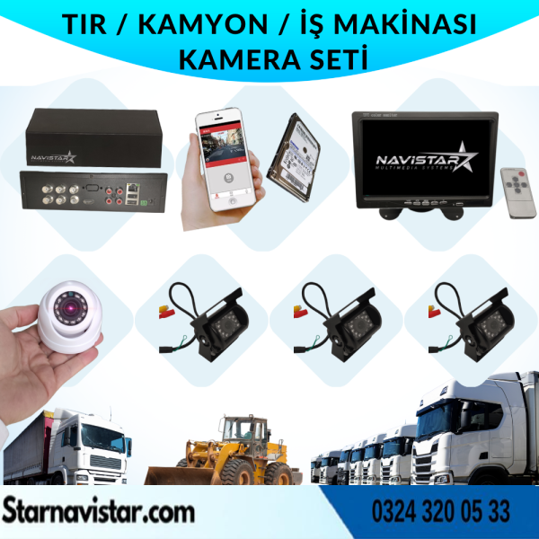 Tır Kamyon İş Makinası Için Uzaktan İzlemeli 4 Kameralı 320 Gb Harddisk Kamera Seti