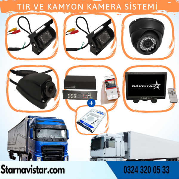 Tır Ve Kamyonlar Için Uzaktan İzlemeli 4 Kameralı 1 Tb Harddisk Kamera Seti
