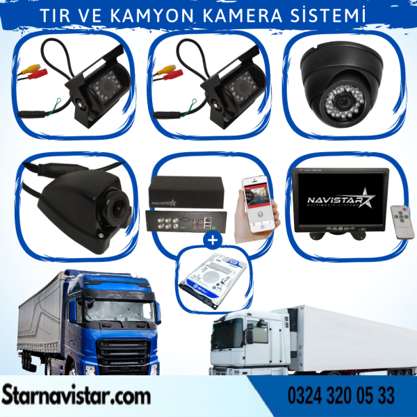Tır Ve Kamyonlar Için Uzaktan İzlemeli 4 Kameralı 320 Gb Harddisk Kamera Seti