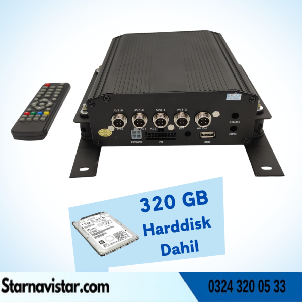 Tüm Araçlara Uyumlu Mobil Dvr Kayıt Cihazı  + 320 Gb Harddisk Dahil